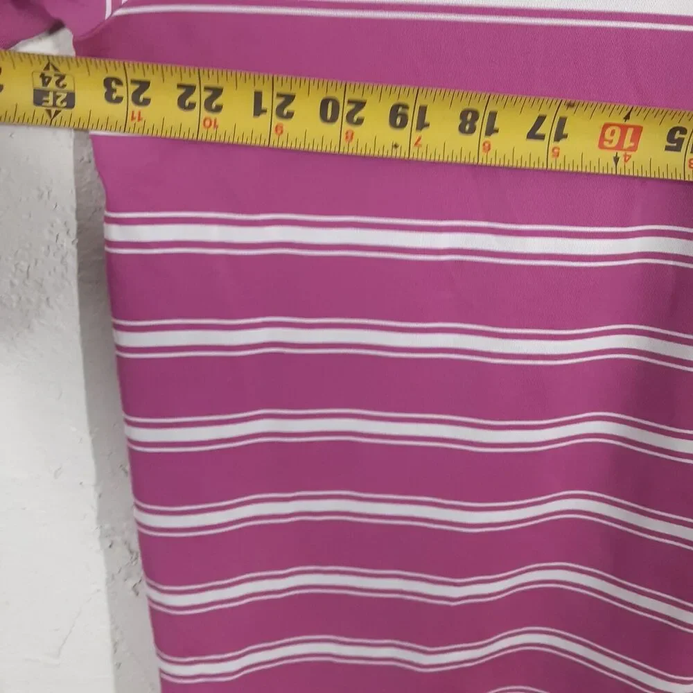 RLX Ralph Lauren Shirt Mens Large L Pink Striped Golf Polo Moisture Wicking